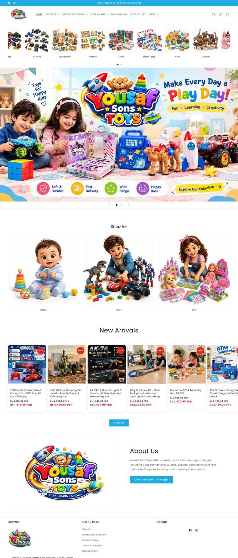 Yousafsons Toys store screenshot