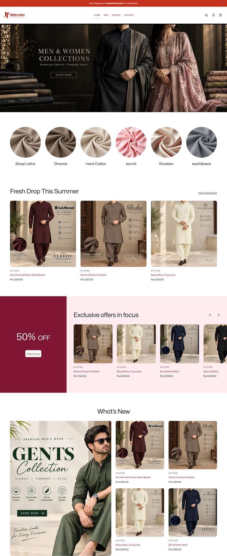 Ibrahim Fabrics store screenshot